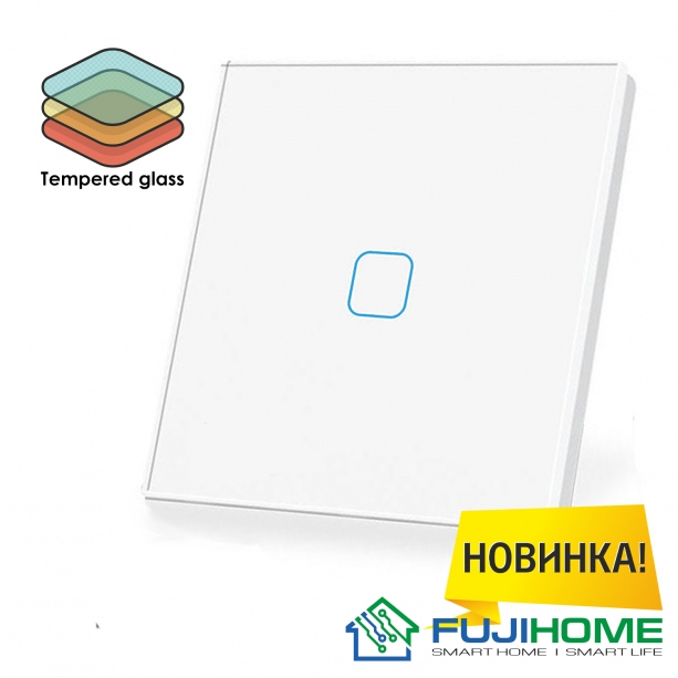 Сенсорный выключатель одноклавишный с подсветкой FUJIHOME FHZ-011G1W