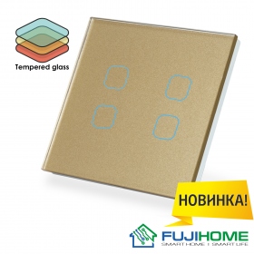 Сенсорный выключатель четырёхклавишный с подсветкой FUJIHOME FHZ-011G4GLD
