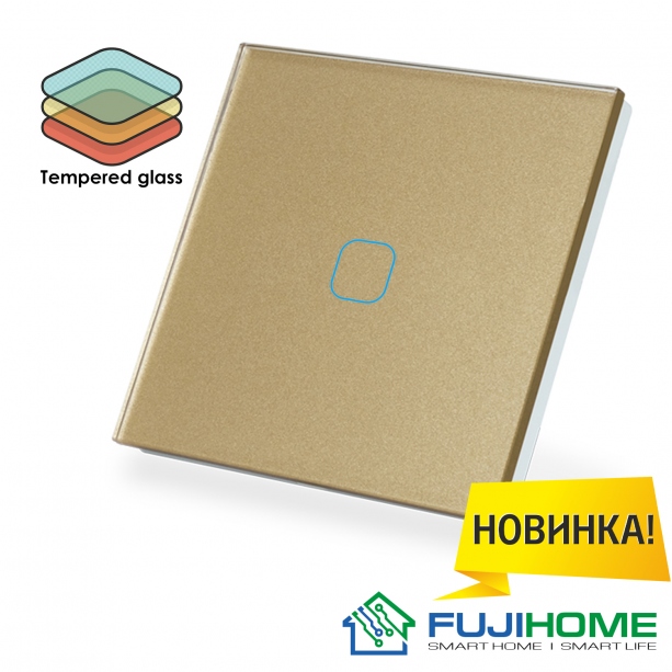 Сенсорный выключатель одноклавишный с подсветкой FUJIHOME FHZ-011G1GLD