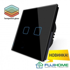 Сенсорный выключатель двухклавишный с подсветкой FUJIHOME FHZ-011G2B
