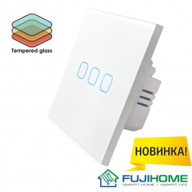 Сенсорный выключатель трёхклавишный с подсветкой FUJIHOME FHZ-011G3W
