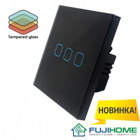 Сенсорный выключатель трёхклавишный с подсветкой FUJIHOME FHZ-011G3B
