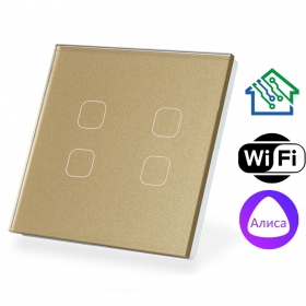 Умный сенсорный выключатель с WiFi FUJIHOME FHZ-017G4GLD работает с Алисой