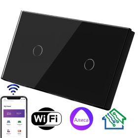 Умный сенсорный выключатель с WiFi FUJIHOME FHZ-006DG2B работает с Алисой, 2 поста