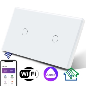 Умный сенсорный выключатель с WiFi FUJIHOME FHZ-006DG2W работает с Алисой, 2 поста