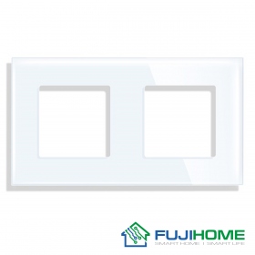 Рамка двойная на 2 поста, FUJIHOME TW-2F-WT, размер 157х86мм, закаленное стекло, цвет белый.