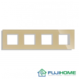 Рамка четверная на 4 поста, FUJIHOME TW-4F-GD, размер 299х86мм, закаленное стекло, цвет золотой.