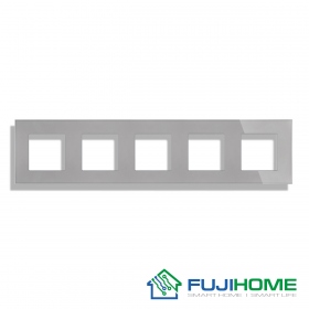 Рамка на 5 постов, FUJIHOME TW-5F-GY, размер 370х86мм, закаленное стекло, цвет серый.