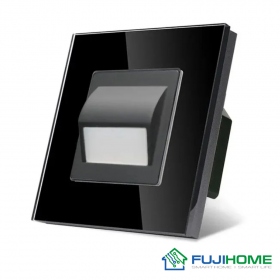 Светодиодный светильник 2800-3000К для лестниц, ступенек, подсветка пола, FUJIHOME TW-LED1W-BK, рамка 86х86мм стекло, цвет черный
