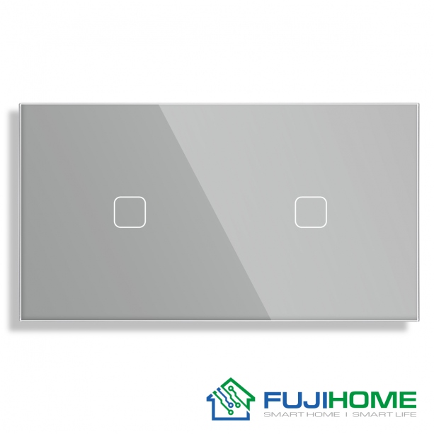 Панель для сенсорного выключателя на 2 поста FUJIHOME TW-1G1G-GY(SB), размер 157х86мм, цвет серый.