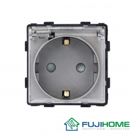 Модуль розетки с крышкой (водонепроницаемый) FUJIHOME 86-M1FWP-GY, цвет серый